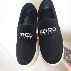Kenzo Paris Black Suede Platform Slip-On Sneakers Women’s Size US EU37 Portugal